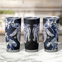 Monstera Plumeria Flowers Blue Tumbler Cup Polynesian Pattern LT01 - Polynesian Pride