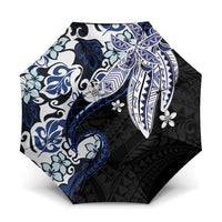 Monstera Plumeria Flowers Blue Umbrella Polynesian Pattern LT01 One Size Folded 11.42 inch Opened Diameter 37.4 inch Blue - Polynesian Pride