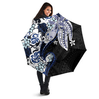 Monstera Plumeria Flowers Blue Umbrella Polynesian Pattern LT01 - Polynesian Pride