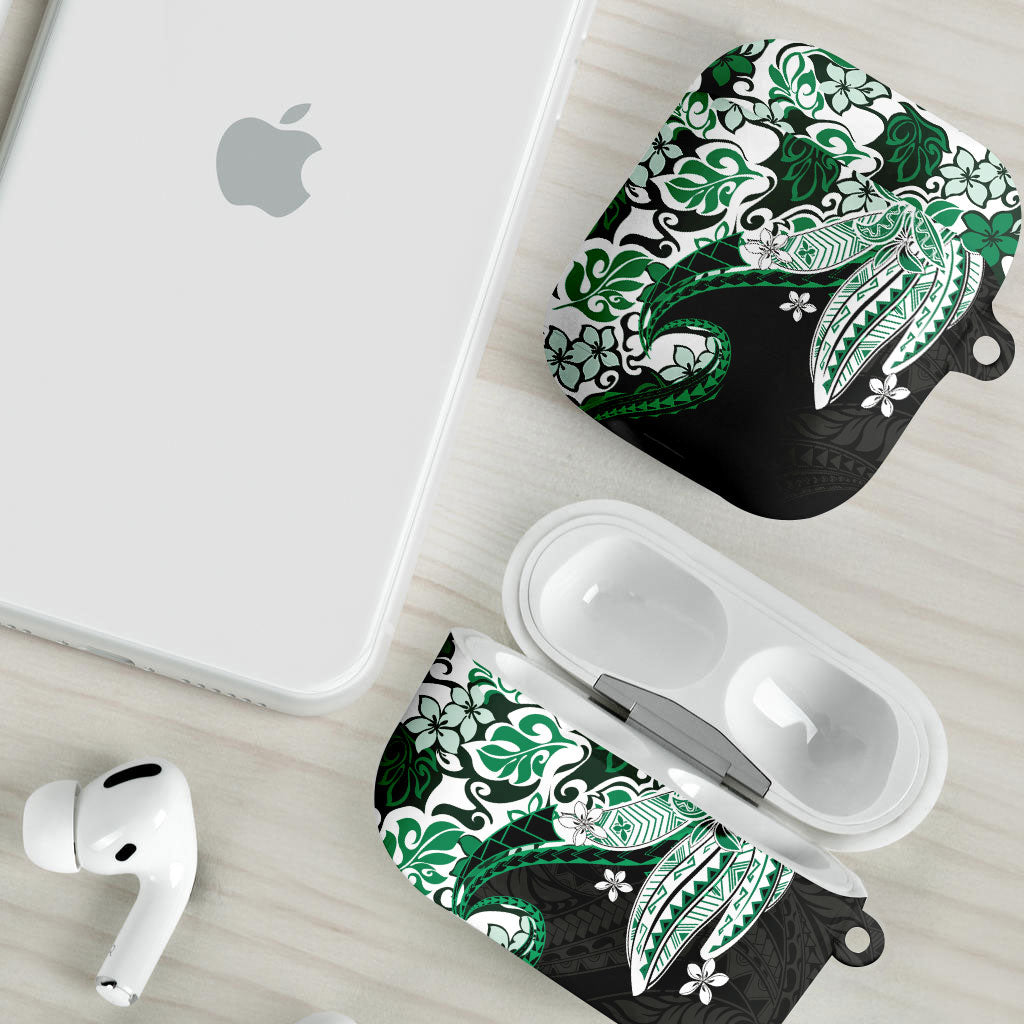 Monstera Plumeria Flowers Green AirPods Case Polynesian Pattern LT01 - Polynesian Pride