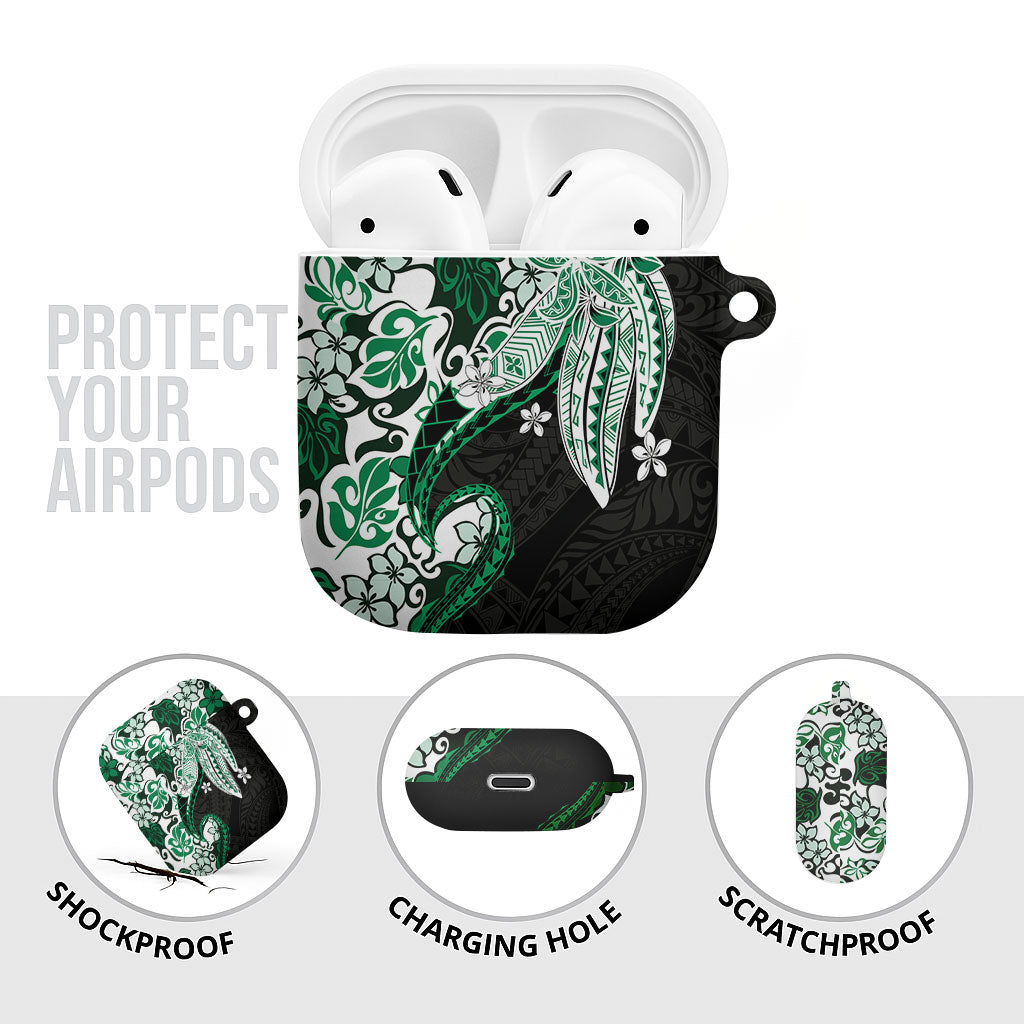 Monstera Plumeria Flowers Green AirPods Case Polynesian Pattern LT01 - Polynesian Pride
