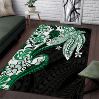 Monstera Plumeria Flowers Green Area Rug Polynesian Pattern LT01 Green - Polynesian Pride