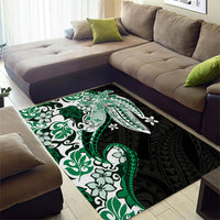 Monstera Plumeria Flowers Green Area Rug Polynesian Pattern LT01 - Polynesian Pride