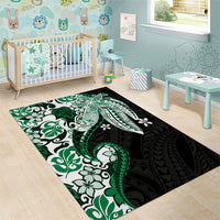 Monstera Plumeria Flowers Green Area Rug Polynesian Pattern LT01 - Polynesian Pride