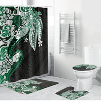 Monstera Plumeria Flowers Green Bathroom Set Polynesian Pattern LT01 Bathroom Set (4 pcs) Green - Polynesian Pride