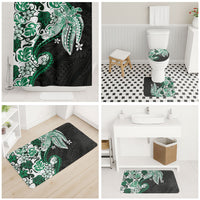 Monstera Plumeria Flowers Green Bathroom Set Polynesian Pattern LT01 - Polynesian Pride