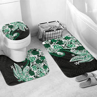 Monstera Plumeria Flowers Green Bathroom Set Polynesian Pattern LT01 Mat Set Only (3 pcs) One Size Green - Polynesian Pride