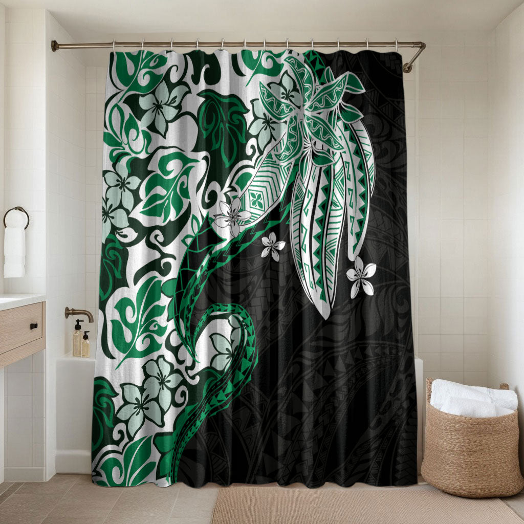 Monstera Plumeria Flowers Green Bathroom Set Polynesian Pattern LT01 Shower Curtain Only Green - Polynesian Pride