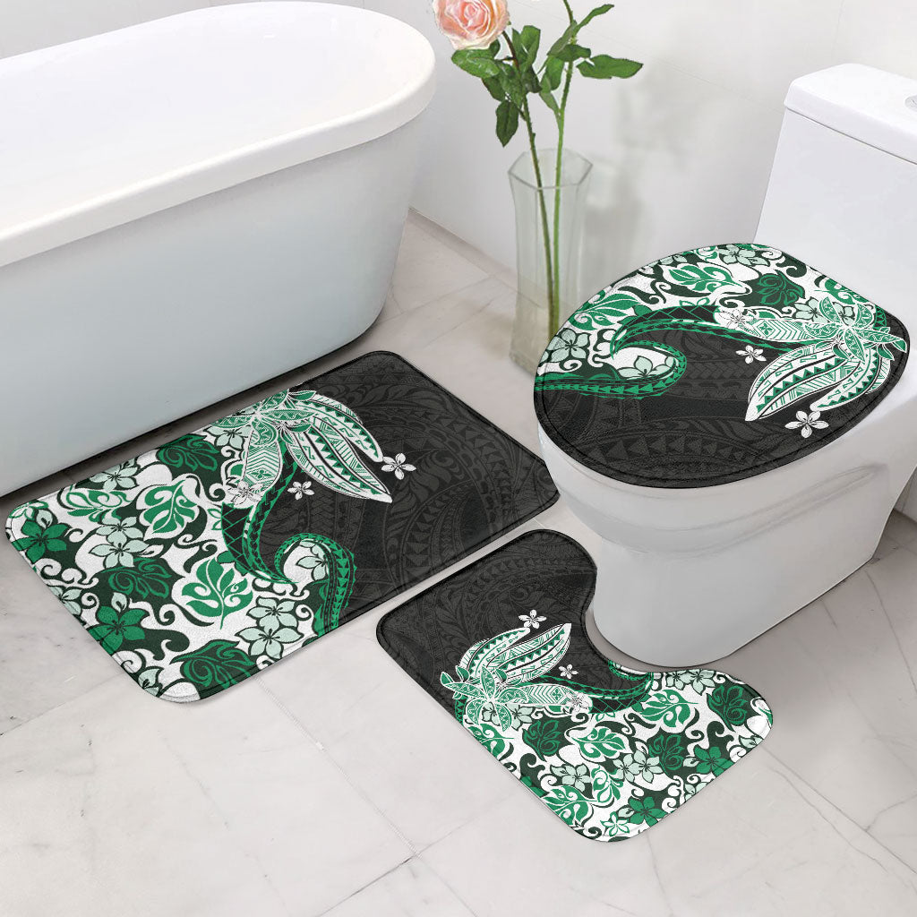 Monstera Plumeria Flowers Green Bathroom Set Polynesian Pattern LT01 - Polynesian Pride