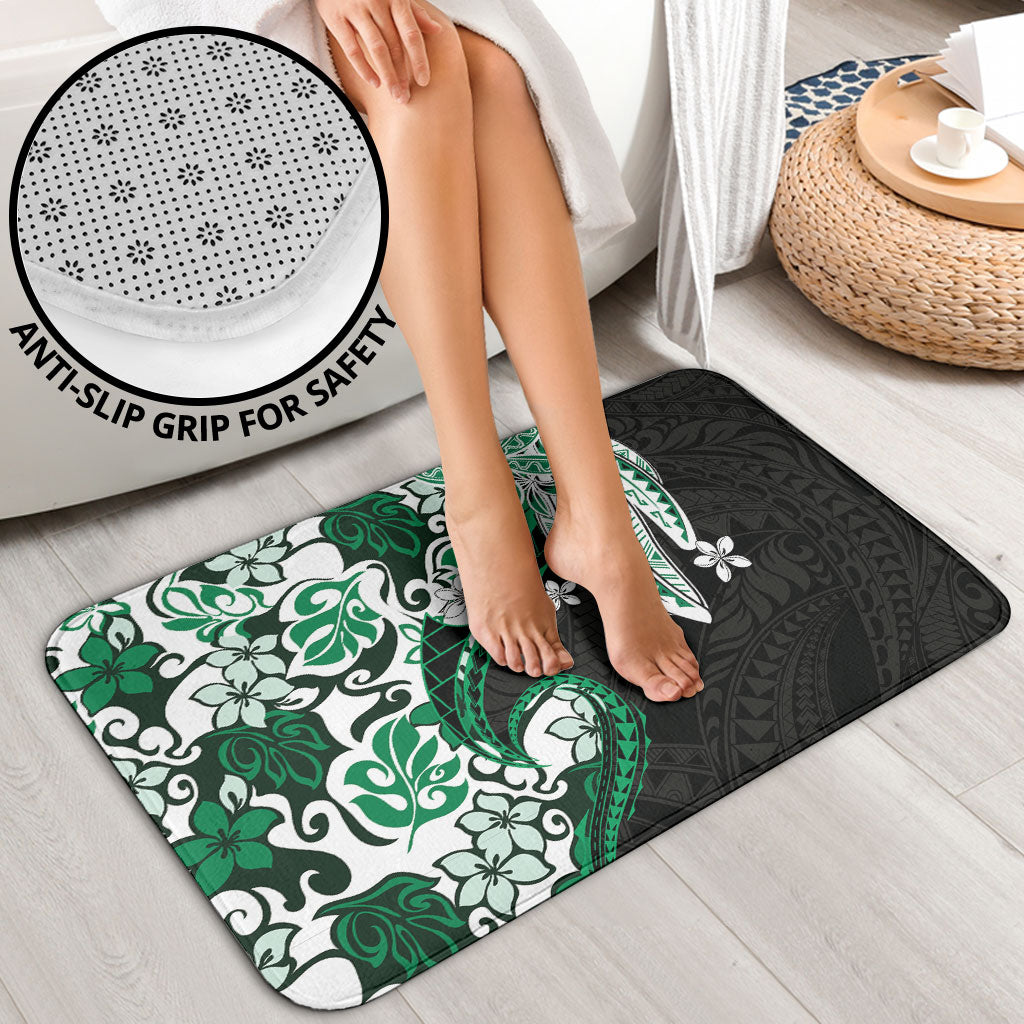 Monstera Plumeria Flowers Green Bathroom Set Polynesian Pattern LT01 - Polynesian Pride