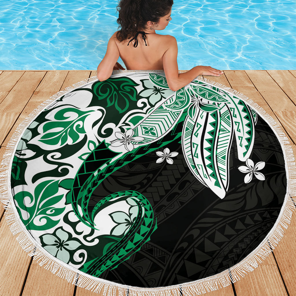 Monstera Plumeria Flowers Green Beach Blanket Polynesian Pattern LT01 - Polynesian Pride