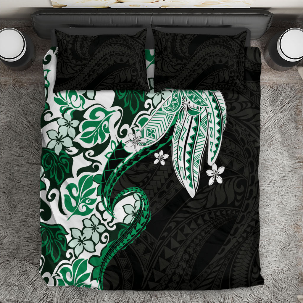Monstera Plumeria Flowers Green Bedding Set Polynesian Pattern LT01 Green - Polynesian Pride