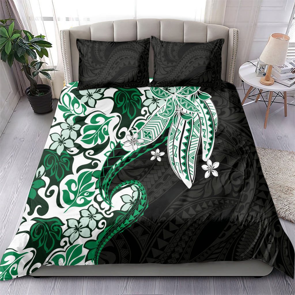 Monstera Plumeria Flowers Green Bedding Set Polynesian Pattern LT01 - Polynesian Pride