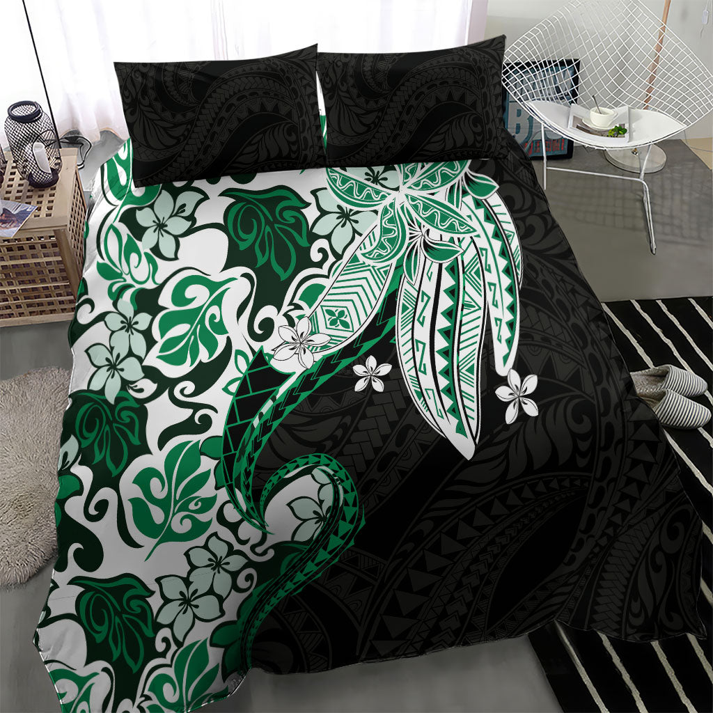 Monstera Plumeria Flowers Green Bedding Set Polynesian Pattern LT01 - Polynesian Pride