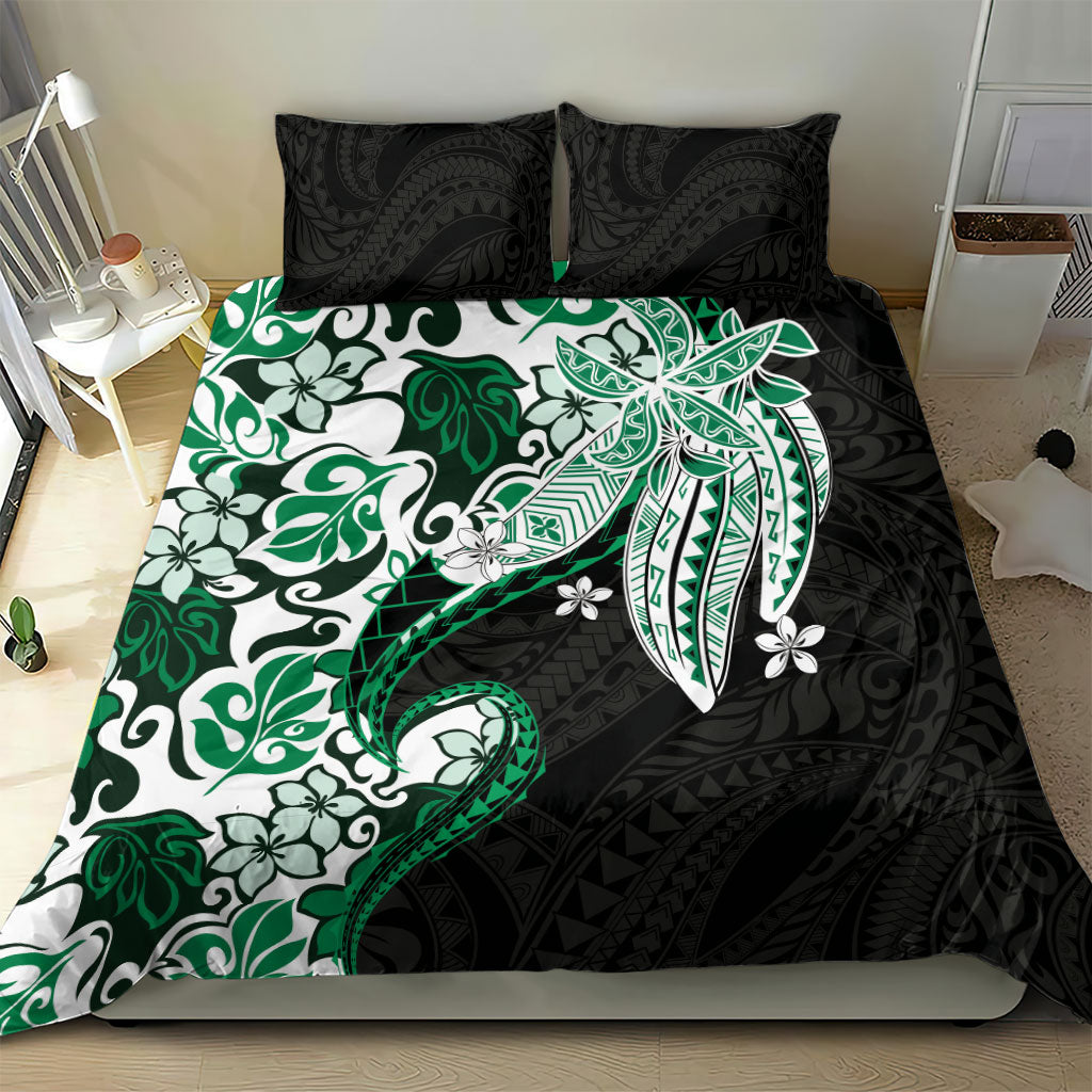 Monstera Plumeria Flowers Green Bedding Set Polynesian Pattern LT01 - Polynesian Pride