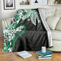 Monstera Plumeria Flowers Green Blanket Polynesian Pattern LT01 Green - Polynesian Pride