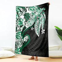 Monstera Plumeria Flowers Green Blanket Polynesian Pattern LT01 - Polynesian Pride