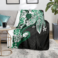Monstera Plumeria Flowers Green Blanket Polynesian Pattern LT01 - Polynesian Pride
