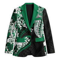Monstera Plumeria Flowers Green Blazer Polynesian Pattern LT01 Unisex Green - Polynesian Pride