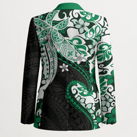 Monstera Plumeria Flowers Green Blazer Polynesian Pattern LT01 - Polynesian Pride
