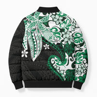 Monstera Plumeria Flowers Green Bomber Puffer Jacket Polynesian Pattern LT01 - Polynesian Pride