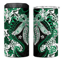Monstera Plumeria Flowers Green 4 in 1 Can Cooler Tumbler Polynesian Pattern LT01 One Size: 16 oz Green - Polynesian Pride