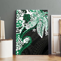 Monstera Plumeria Flowers Green Canvas Wall Art Polynesian Pattern LT01 - Polynesian Pride