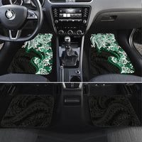 Monstera Plumeria Flowers Green Car Mats Polynesian Pattern