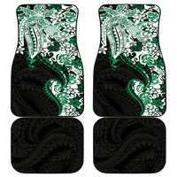 Monstera Plumeria Flowers Green Car Mats Polynesian Pattern