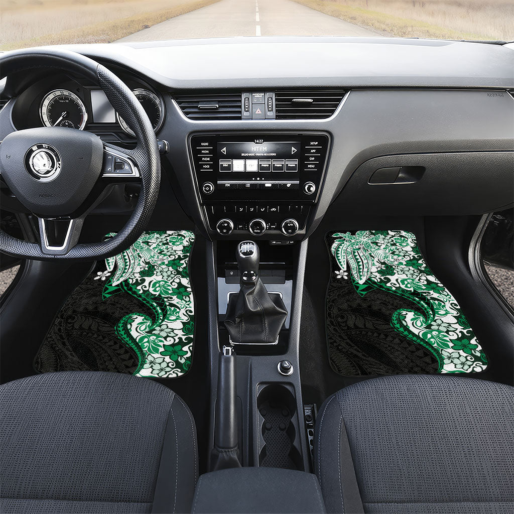 Monstera Plumeria Flowers Green Car Mats Polynesian Pattern