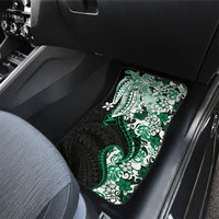 Monstera Plumeria Flowers Green Car Mats Polynesian Pattern