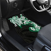 Monstera Plumeria Flowers Green Car Mats Polynesian Pattern