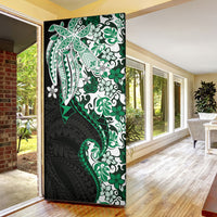 Monstera Plumeria Flowers Green Door Cover Polynesian Pattern LT01 - Polynesian Pride