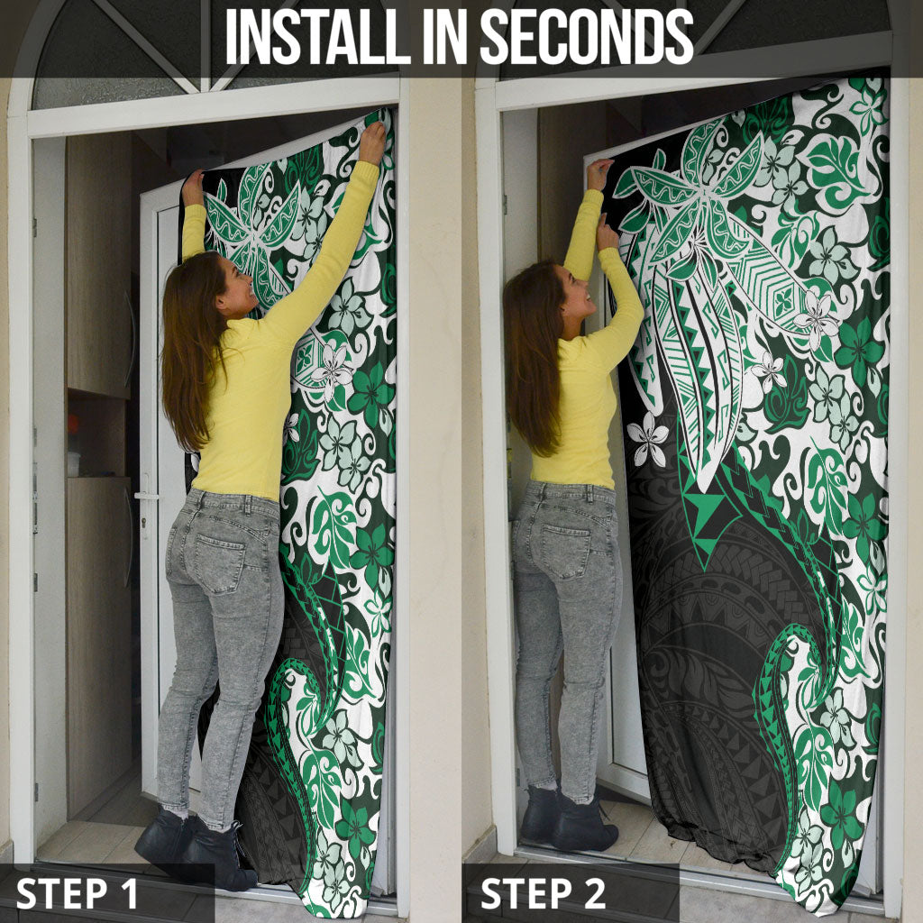 Monstera Plumeria Flowers Green Door Cover Polynesian Pattern LT01 - Polynesian Pride