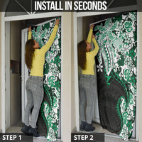 Monstera Plumeria Flowers Green Door Cover Polynesian Pattern LT01 - Polynesian Pride