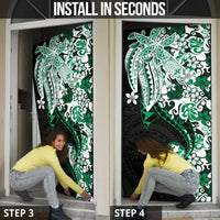 Monstera Plumeria Flowers Green Door Cover Polynesian Pattern LT01 - Polynesian Pride