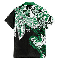 Monstera Plumeria Flowers Green Family Matching Mermaid Dress and Hawaiian Shirt Polynesian Pattern