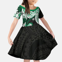 Monstera Plumeria Flowers Green Family Matching Tank Maxi Dress and Hawaiian Shirt Polynesian Pattern