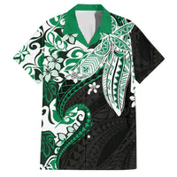 Monstera Plumeria Flowers Green Family Matching Tank Maxi Dress and Hawaiian Shirt Polynesian Pattern