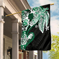 Monstera Plumeria Flowers Green Garden Flag Polynesian Pattern LT01 House Flag Green - Polynesian Pride