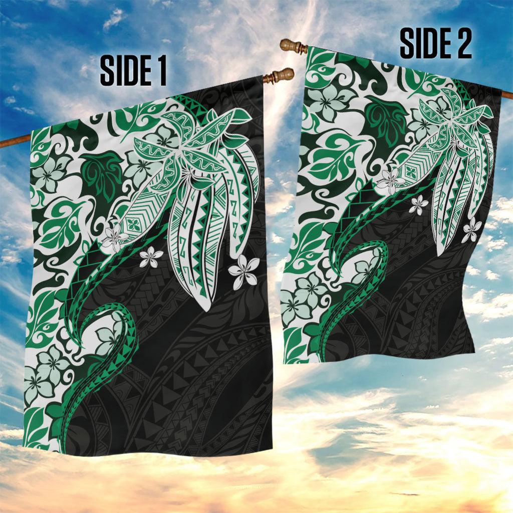 Monstera Plumeria Flowers Green Garden Flag Polynesian Pattern LT01 - Polynesian Pride