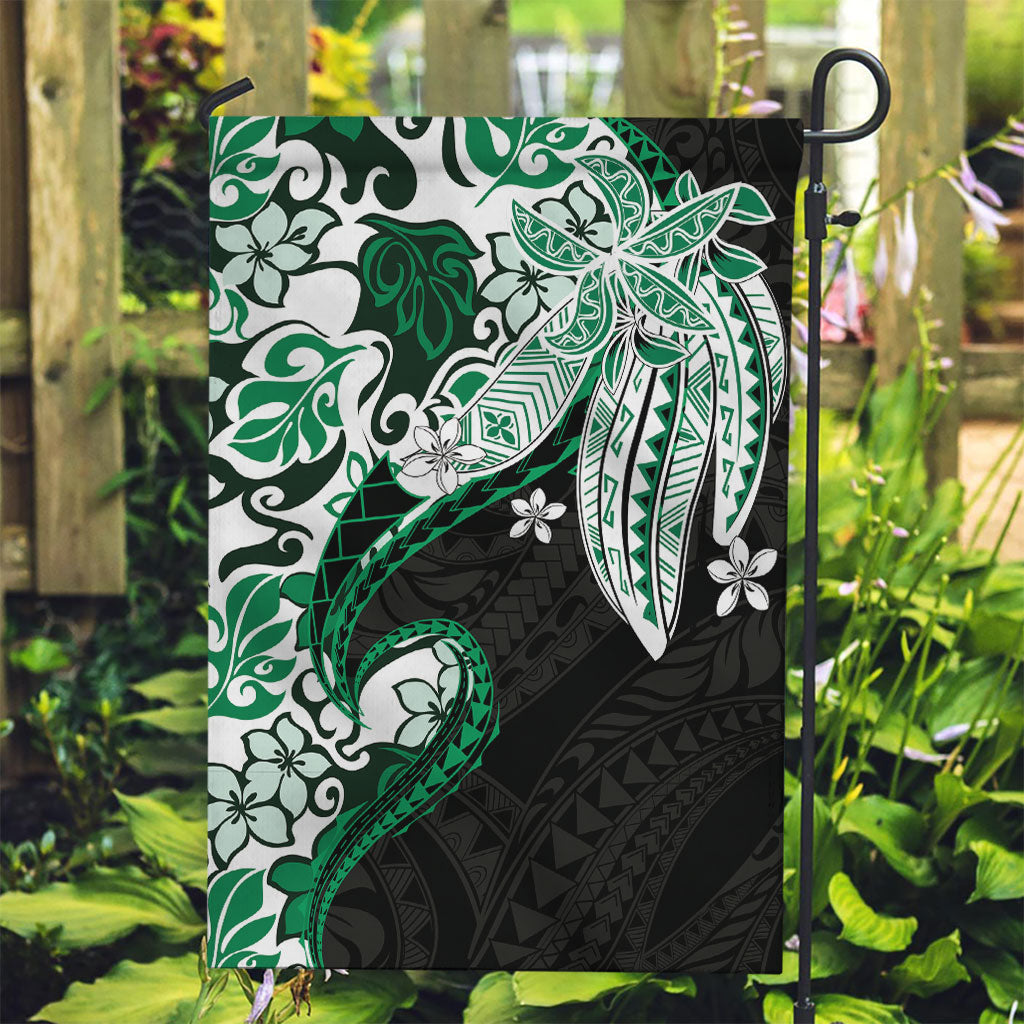 Monstera Plumeria Flowers Green Garden Flag Polynesian Pattern LT01 Garden Flag Green - Polynesian Pride