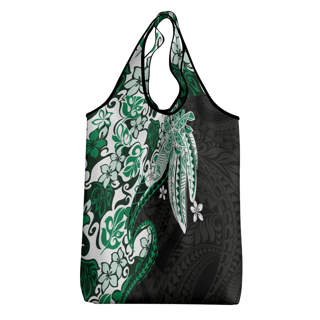 Monstera Plumeria Flowers Green Grocery Bag Polynesian Pattern LT01 - Polynesian Pride