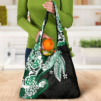 Monstera Plumeria Flowers Green Grocery Bag Polynesian Pattern LT01 - Polynesian Pride