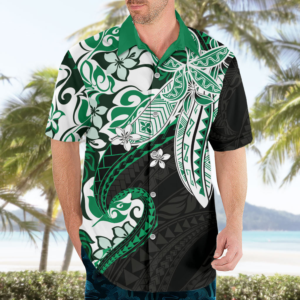 Monstera Plumeria Flowers Green Hawaiian Shirt Polynesian Pattern LT01 - Polynesian Pride