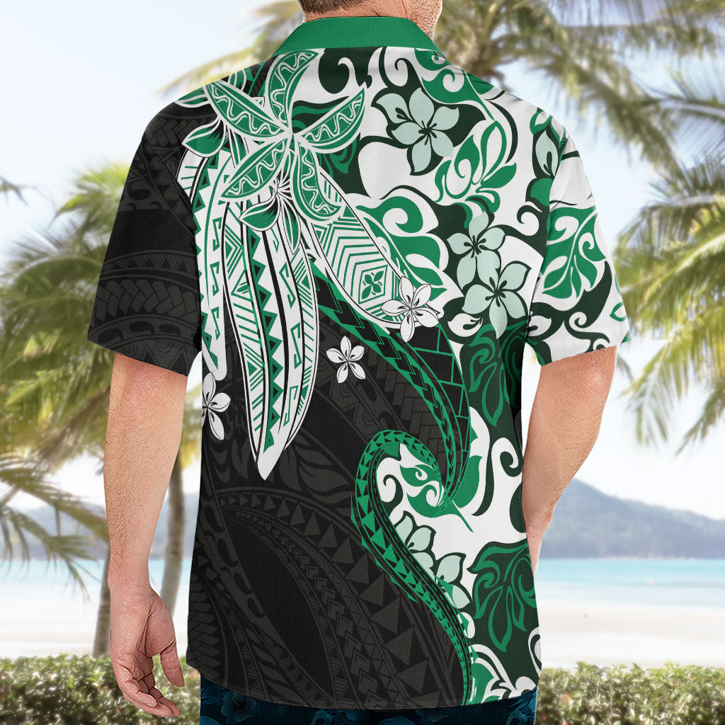 Monstera Plumeria Flowers Green Hawaiian Shirt Polynesian Pattern LT01 - Polynesian Pride