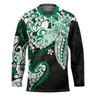 Monstera Plumeria Flowers Green Hockey Jersey Polynesian Pattern LT01 Unisex Green - Polynesian Pride