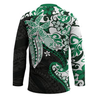Monstera Plumeria Flowers Green Hockey Jersey Polynesian Pattern LT01 - Polynesian Pride