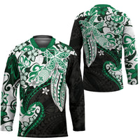 Monstera Plumeria Flowers Green Hockey Jersey Polynesian Pattern LT01 - Polynesian Pride