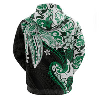 Monstera Plumeria Flowers Green Hoodie Polynesian Pattern LT01 - Polynesian Pride